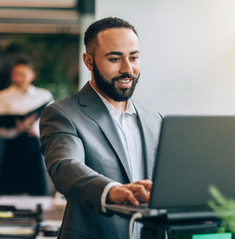 Business man using a laptop